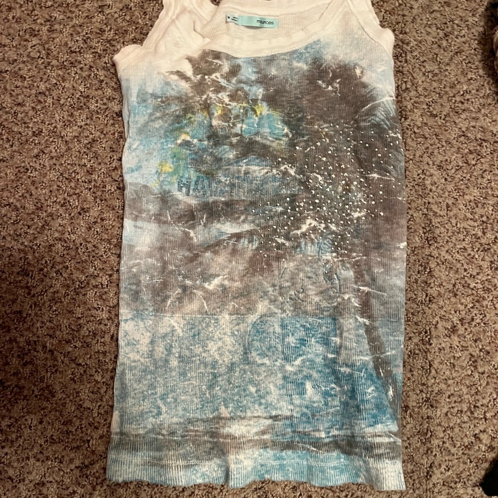 Maurices Graphic Tank Top - Blue and White